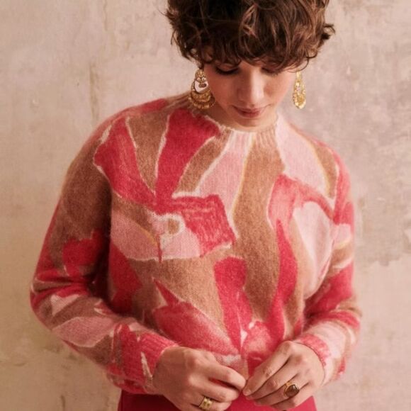 Sezane Sweaters - Sezane Alizee Sweater Tropic Fushchia Size Small Mohair blend